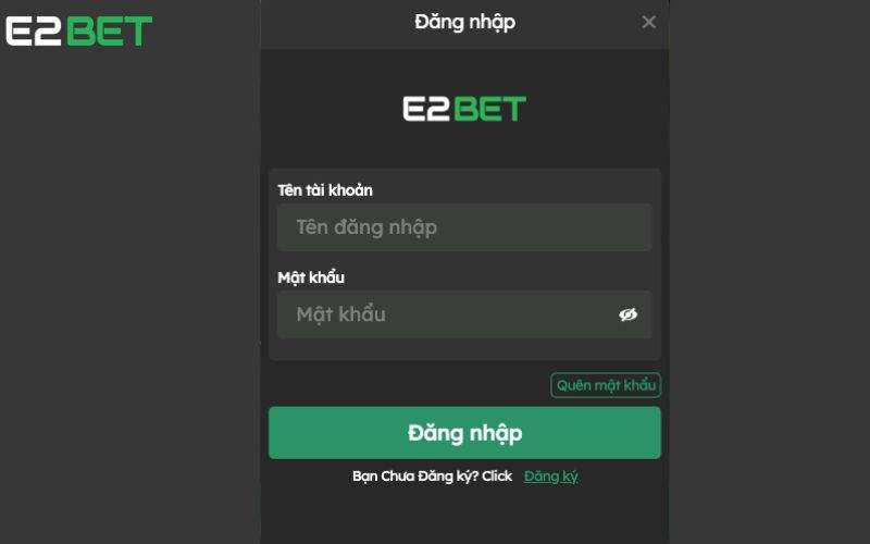 Giao Diện Đăng Nhập Tài Khoản E2BET Giao Diện Đăng Nhập Tài Khoản E2BET
