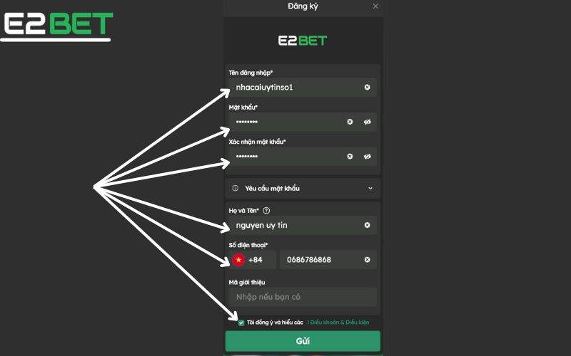 Hoàn tất quá trình đăng ký tài khoản E2BET Hoàn tất quá trình đăng ký tài khoản E2BET