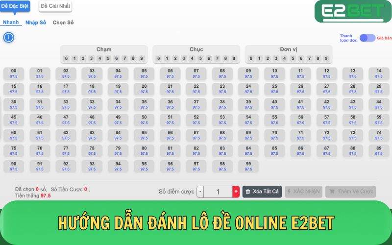 Hướng dẫn các bước đặt cược lô đề online E2BET chi tiết