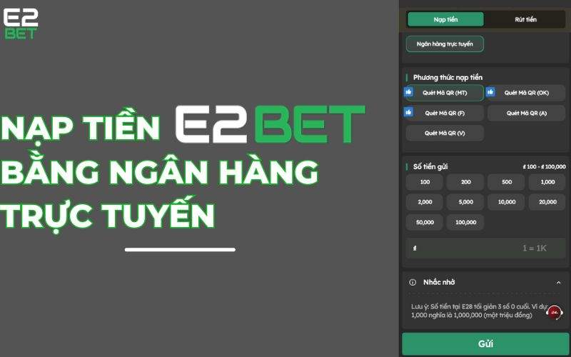 Hướng dẫn các bước nạp tiền E2BET bằng phương thức ngân hàng trực tuyến Hướng dẫn các bước nạp tiền E2BET bằng phương thức ngân hàng trực tuyến