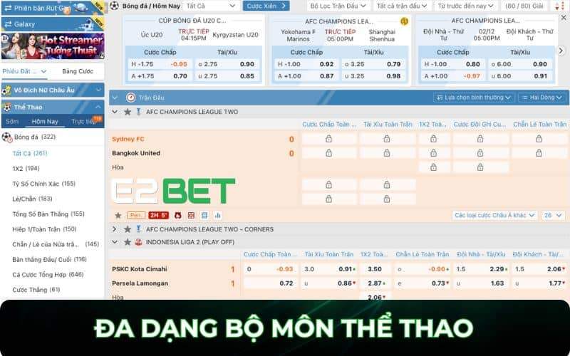 Các bộ môn thể thao trực tuyến tại E2BET