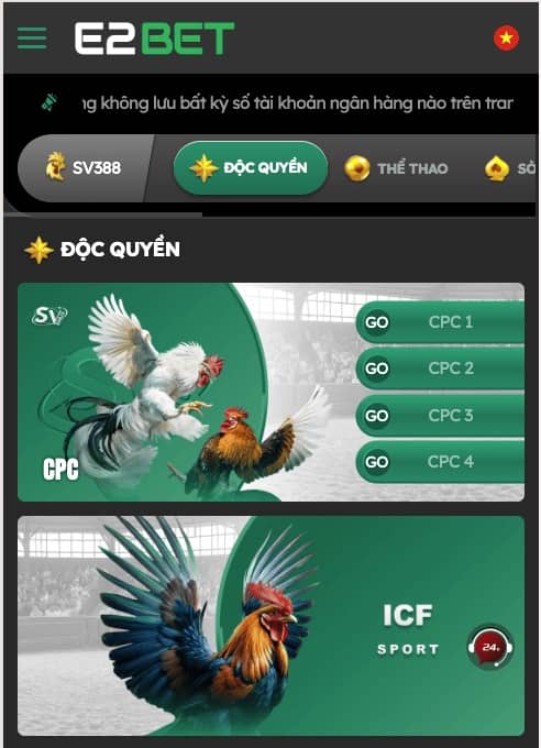 Đăng nhập tài khoản E2BET và chọn SV388 Đăng nhập tài khoản E2BET và chọn SV388